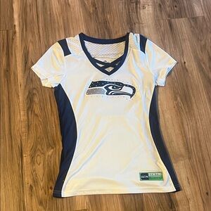 Women's White and Blue Seahawks  Top